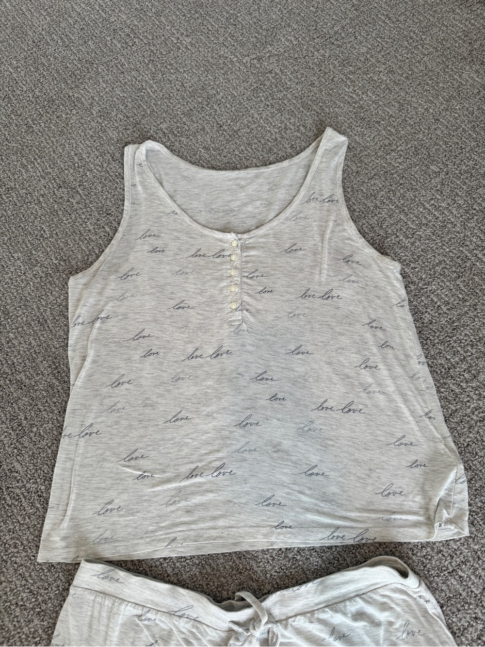 LOVE by Gap Light Gray Sleep Tank & Shorts Set Size Small - Picture 4 of 13